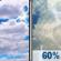 Sunday: A slight chance of rain between 1pm and 2pm, then a chance of thunderstorms and a chance of rain between 2pm and 5pm, then rain likely and a chance of thunderstorms. Partly sunny, with a high near 80. Chance of precipitation is 60%. Sunday: Partly Sunny then Chance T-storms