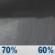 Sunday Night: Rain showers likely. Cloudy, with a low around 62. Chance of precipitation is 70%. Sunday Night: Rain Showers Likely