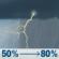 Friday: A chance of rain showers before 11am, then showers and thunderstorms. Mostly cloudy, with a high near 85. Chance of precipitation is 80%. Friday: Showers And Thunderstorms